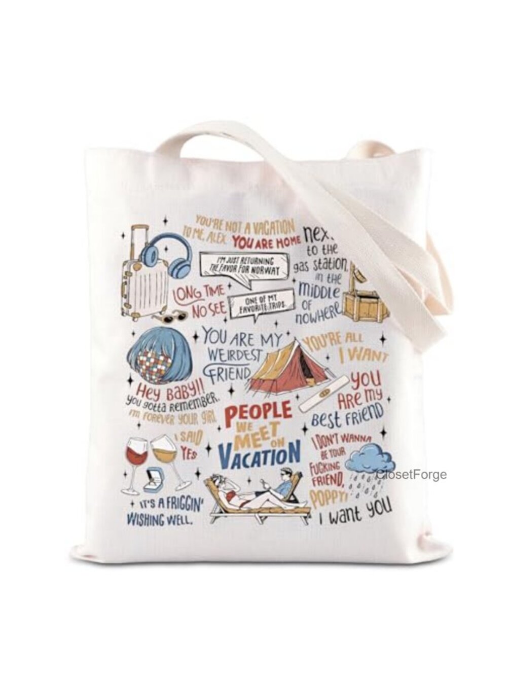 Rom-Com Tote Bag Canvas Shoulder Bag Book Lover Gift